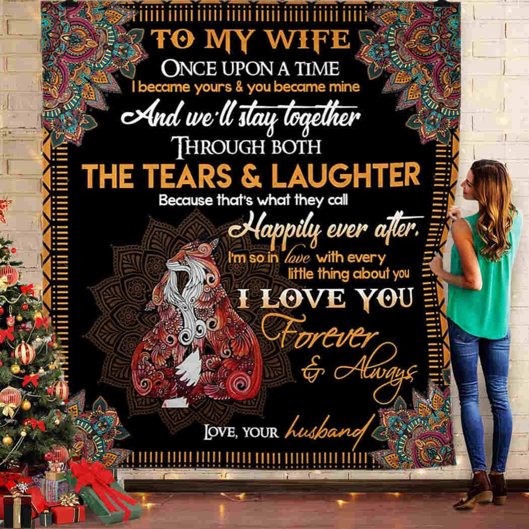 To My Wife - Couple Fox - I Love You Forever And Always Blanket