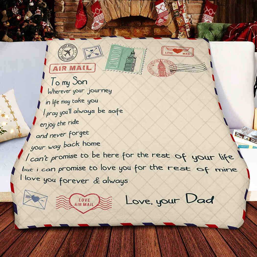 To My Son Letter Printed Quilts From Dad