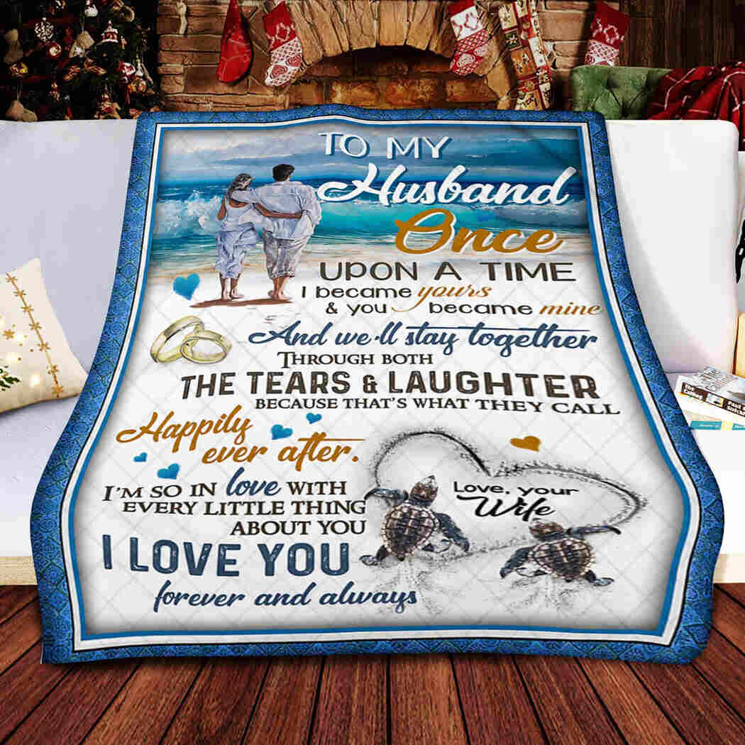 To My Husband - Turtle On Beach - I Love You Forever And Always Blanket