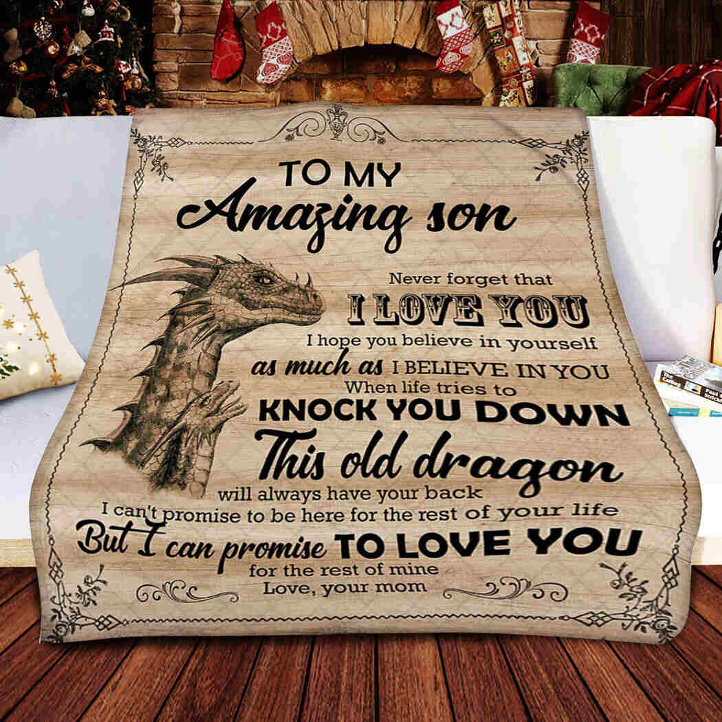 To My Son Blanket - Dragon - Never Forget That I Love You
