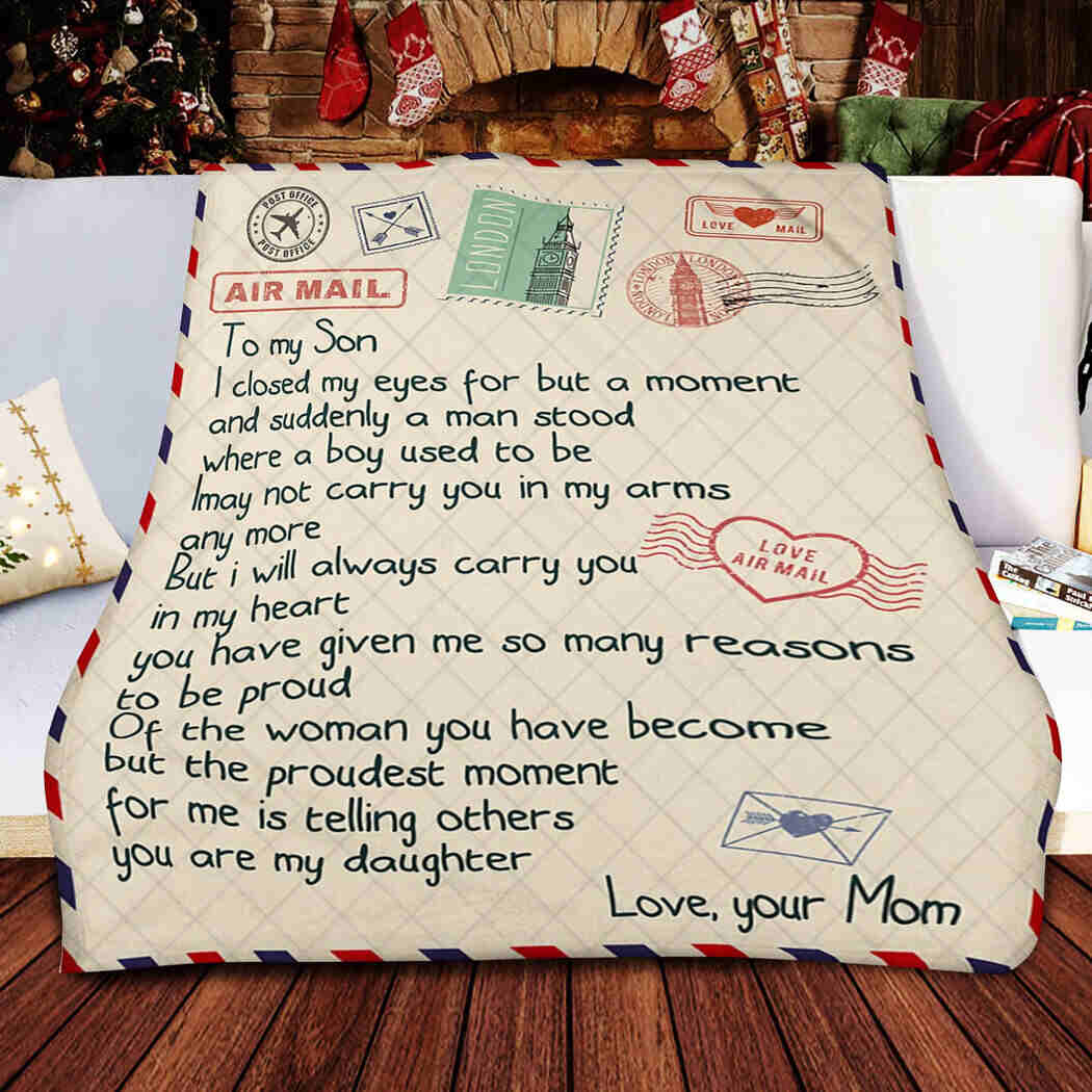 To My Son Letter Printed Blanket - Love, Your Mom