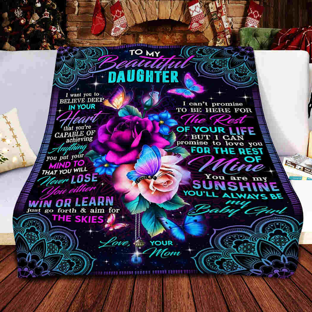 To My Beautiful Daughter Blanket  - Rose And Mandala, Mom Blanket