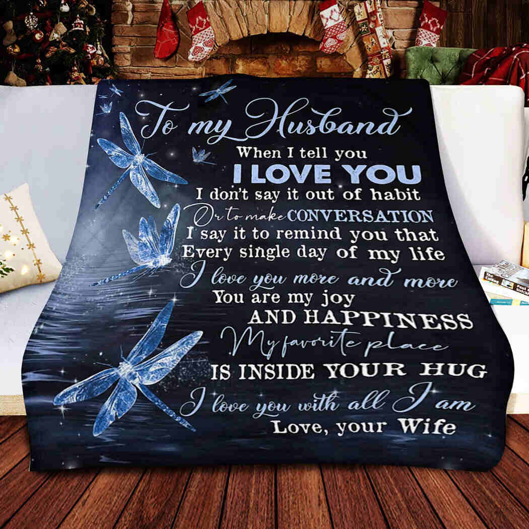 To My Husband - Dragonfly - I Love You Blanket
