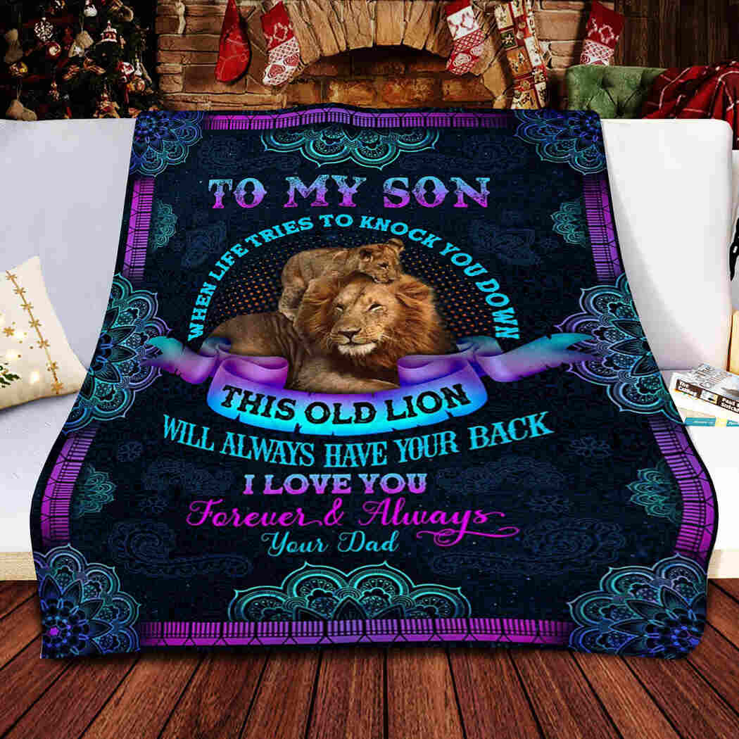To My Son - I Love You Forever And Always Blanket - This Old Lion Blanket Quilt