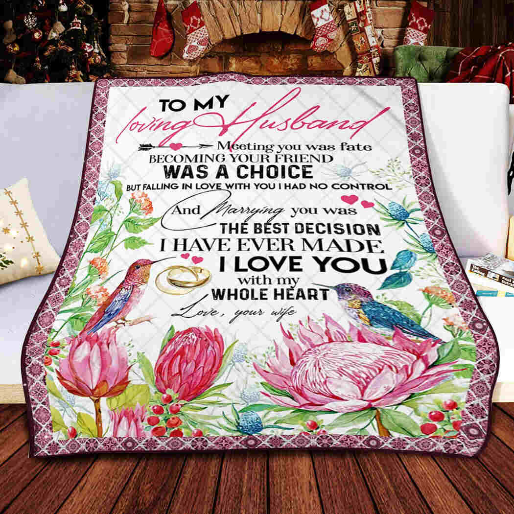 Husband  - I Love You With My Whole Heart Blanket Quilt