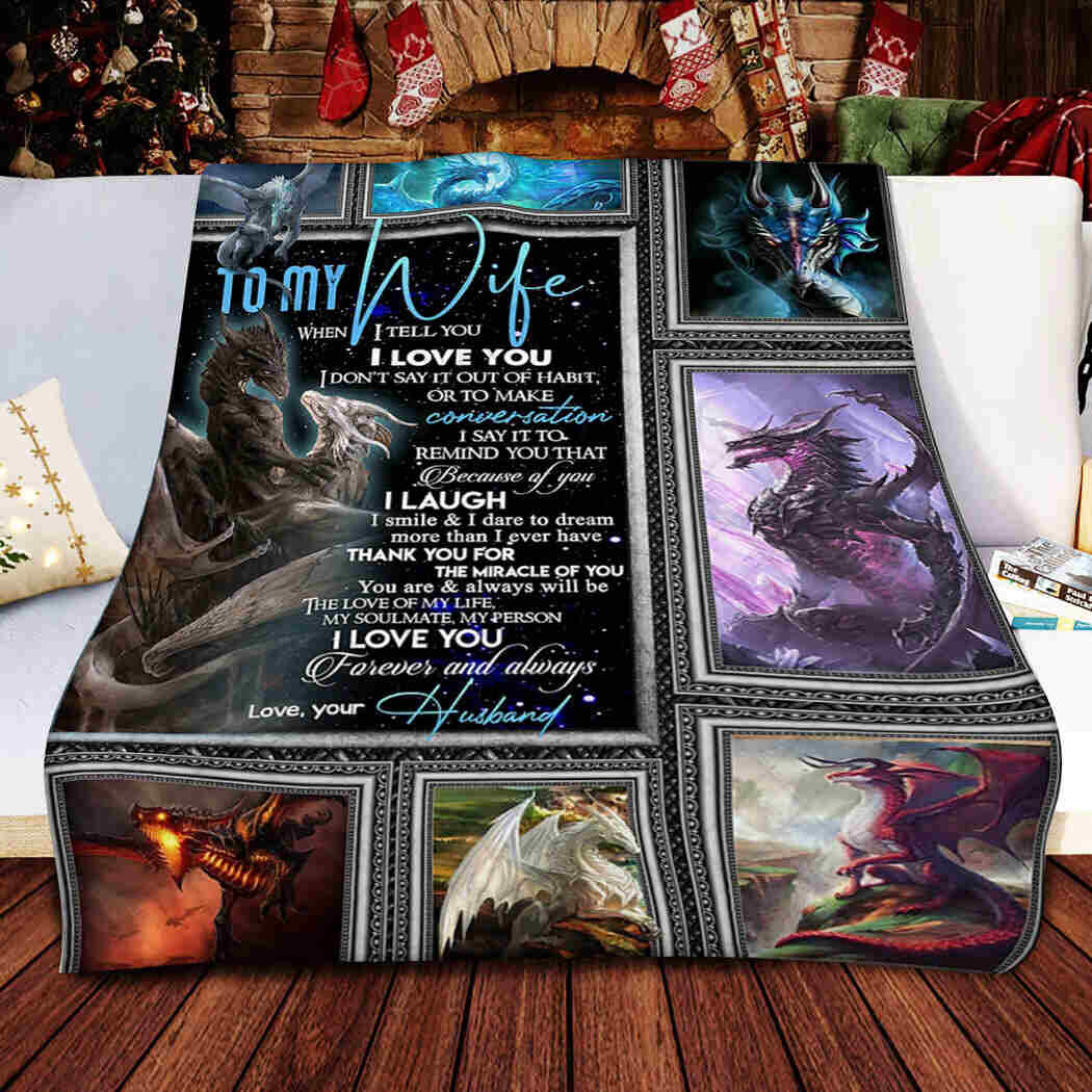 To My Wife - Dragon - I Love You Blanket