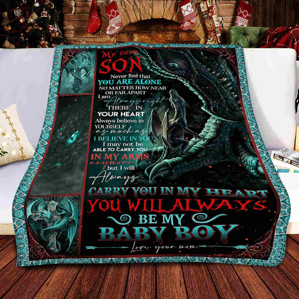 To My Son - Dragon Lover Queen Quilt Blanket - Your Mom