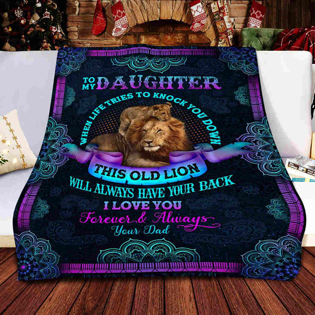 To My Daughter. Lion And Mandala Lover Queen Quilt Blanket