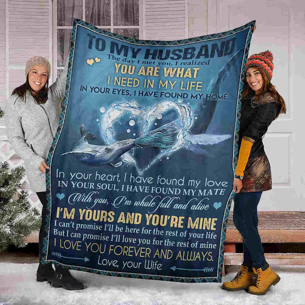 To My Husband Blanket - Whale Couple - I Love You Blanket