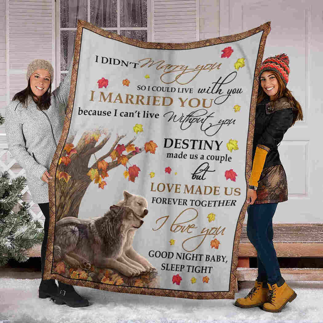 Couple Wolf Maple Blanket - I Married You Blanket