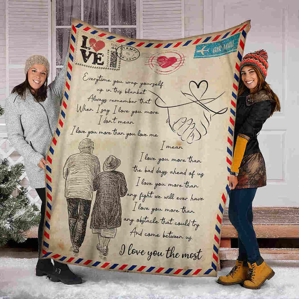 Old Couple Letter Blanket - I Love You The Most Blanket