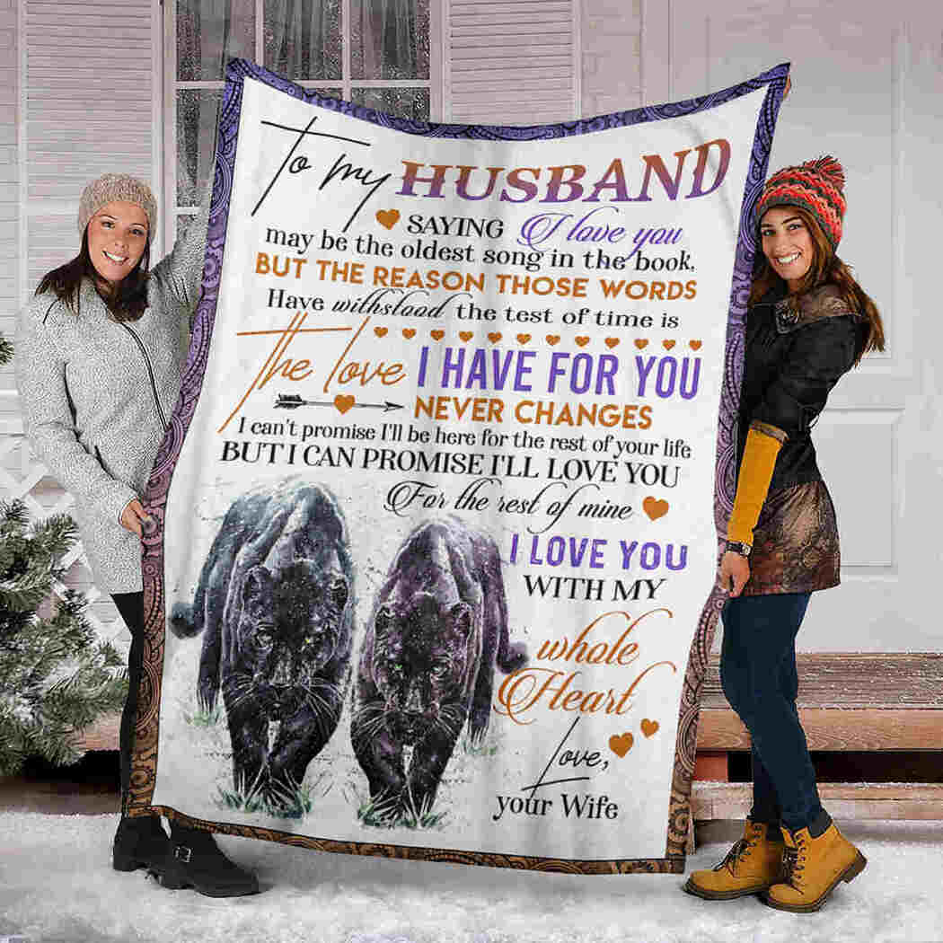To My Husband - Couple Panther - I Love You Blanket