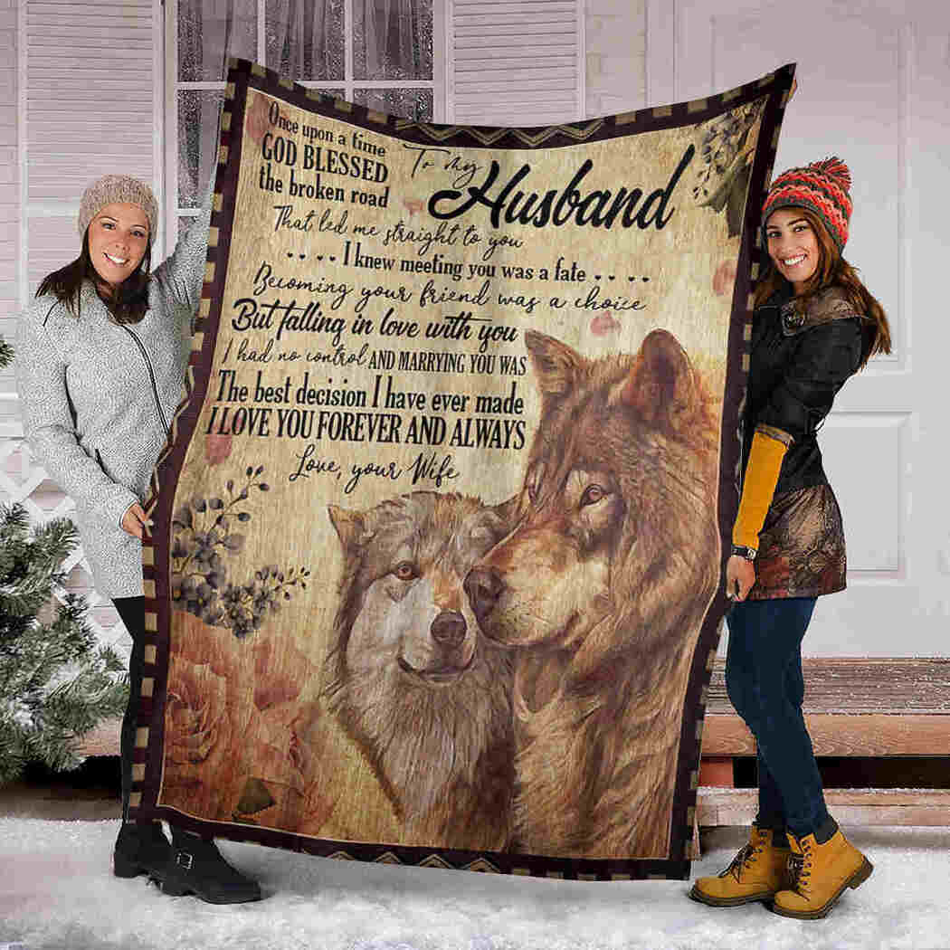 To My Husband Blanket - Wolf Couple - I Love You Forever & Always Blanket