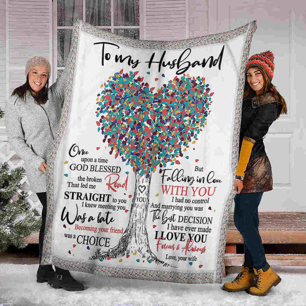 To My Husband - Color Tree Love - I Love You Forever & Always Blanket
