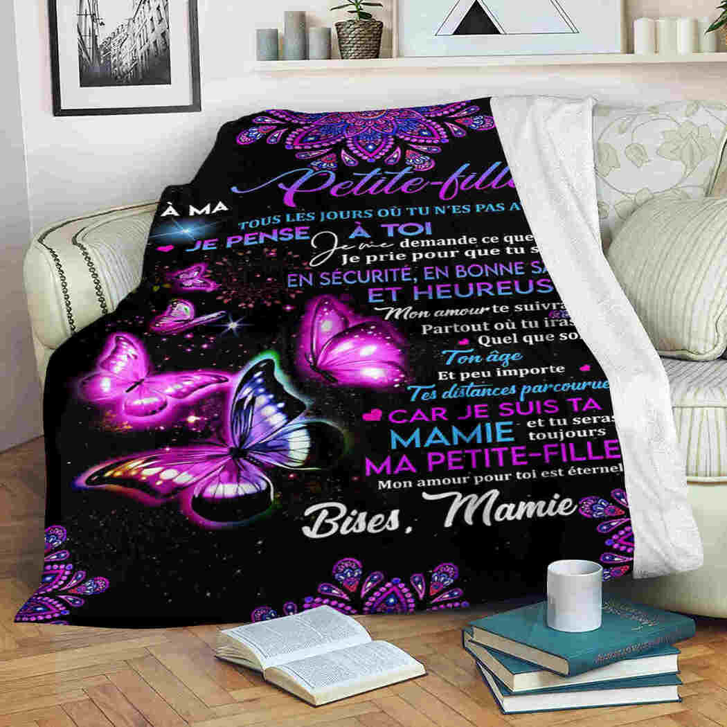 A Ma Petite Fille Blanket - Purple Butterfly Blanket - I Love You