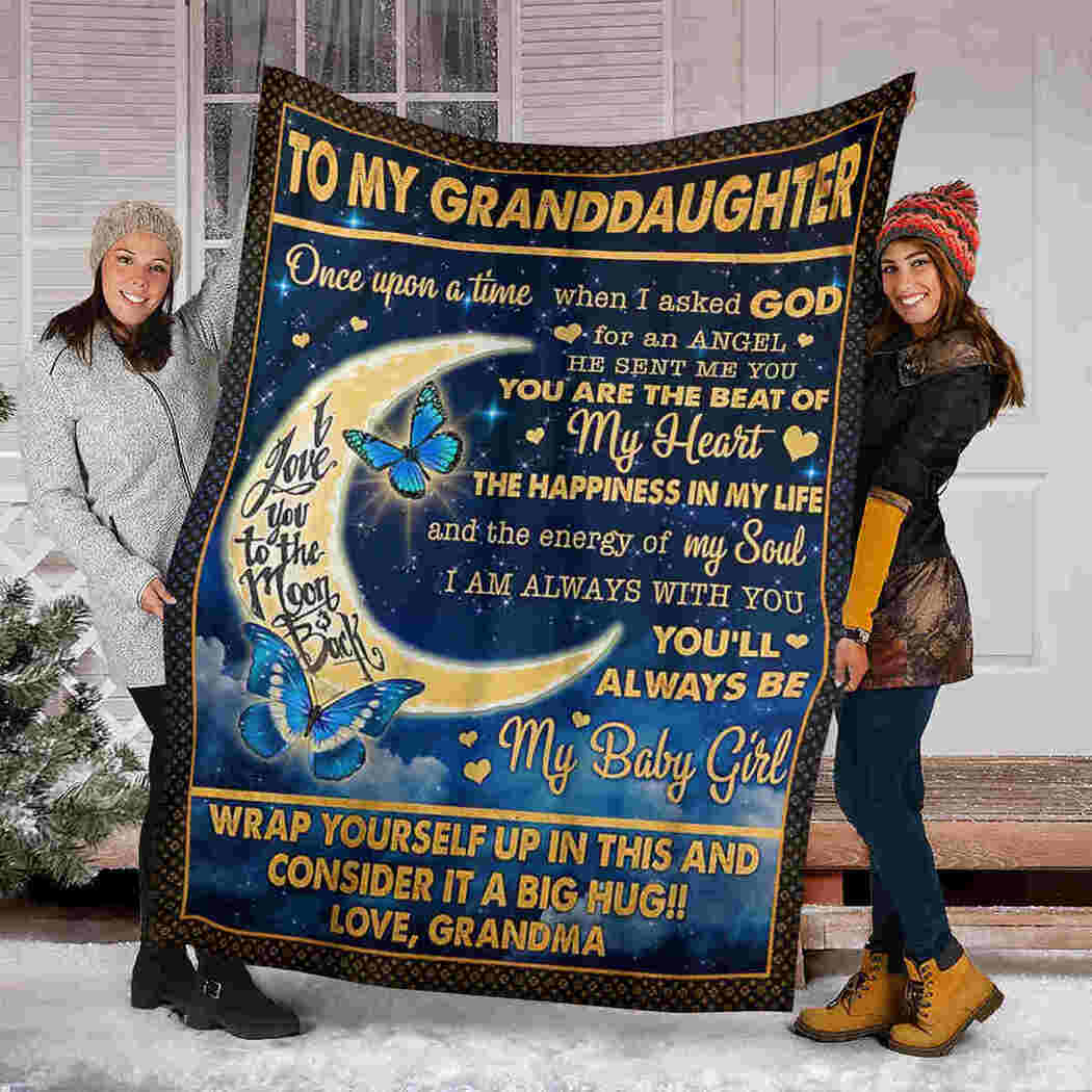 To My Granddaughter - Butterfly Moon - I Am Always With You Blanket