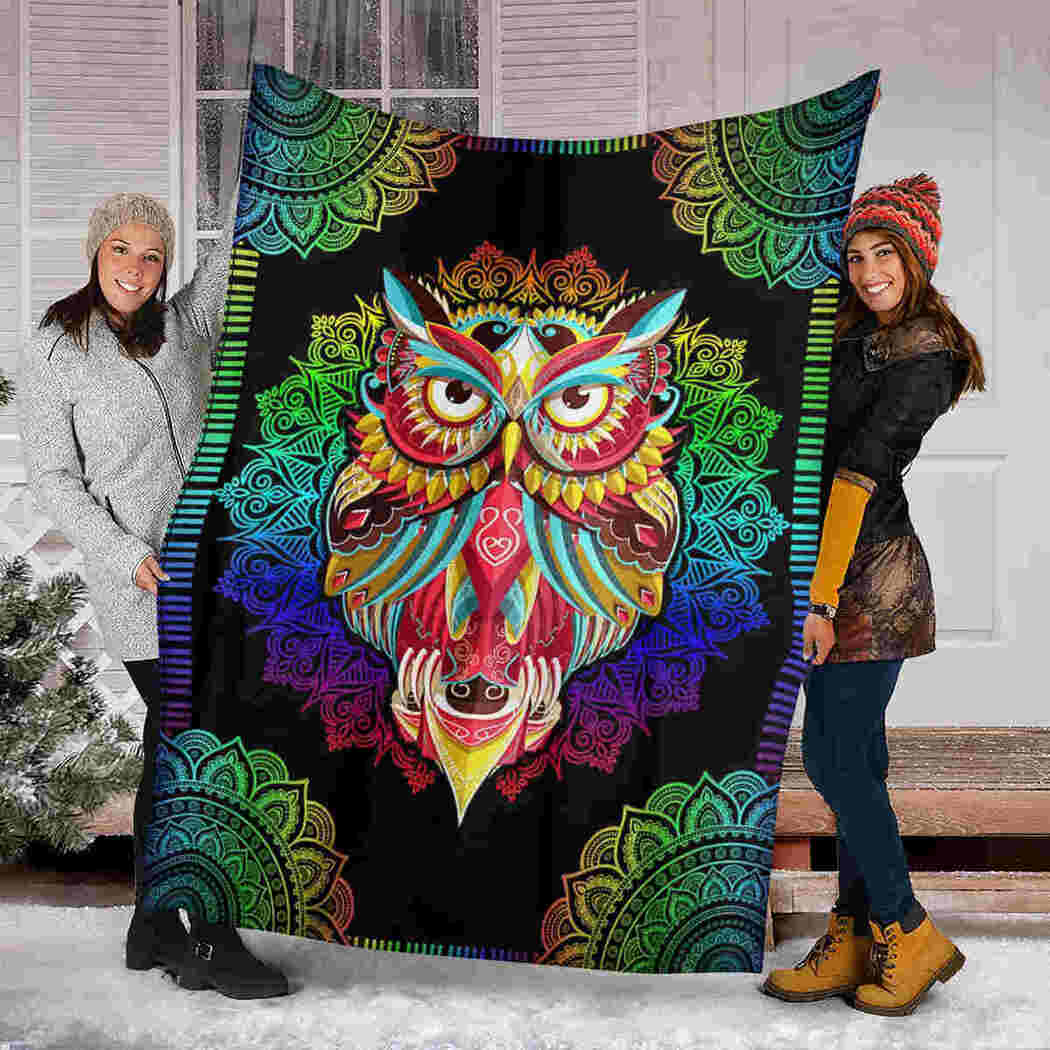 Beautiful Owl Blanket - Colorful Mandala Blanket