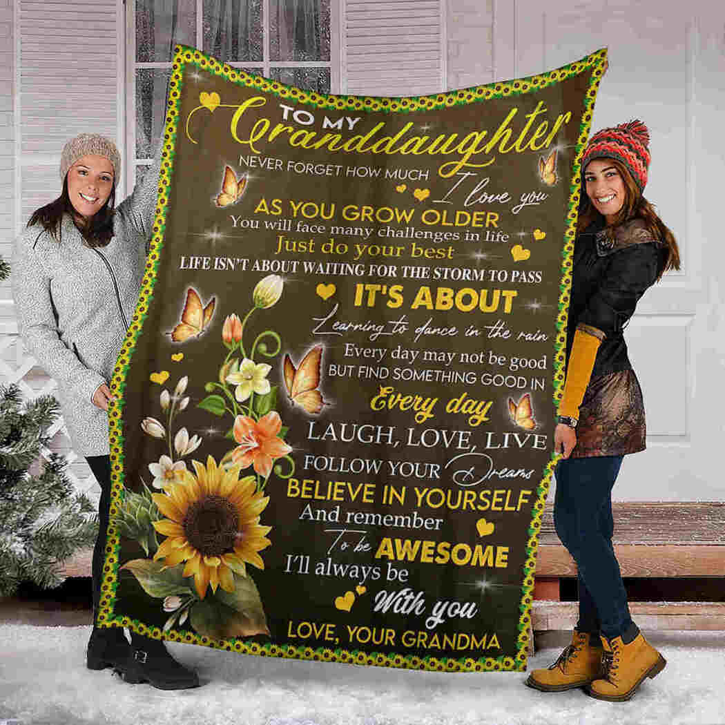 To My Granddaughter - Sunflower - Believe In Yourself Blanket