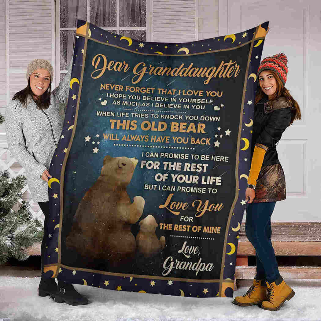 Dear Granddaughter Blanket - Bear Galaxy -I Believe In You Blanket