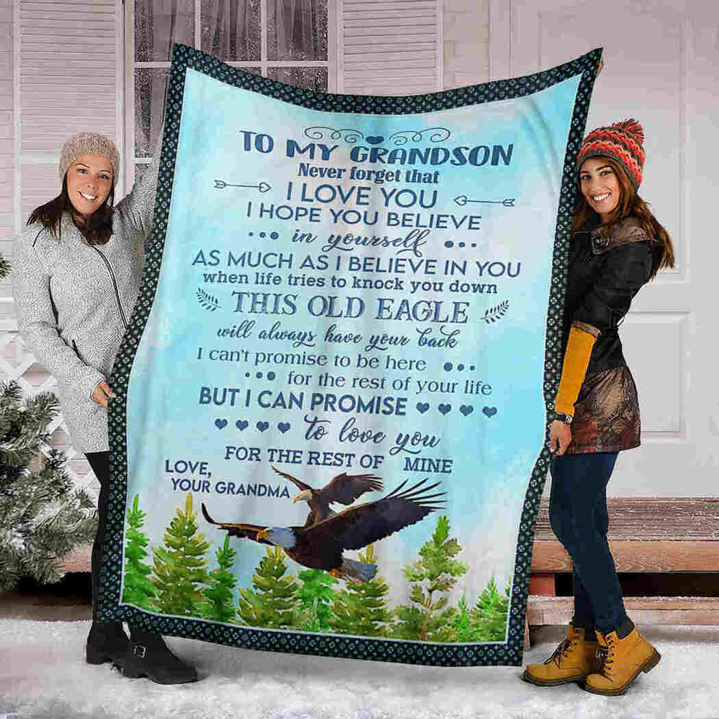 To My Grandson Blanket - Eagle Natural - I Believe In You Blanket