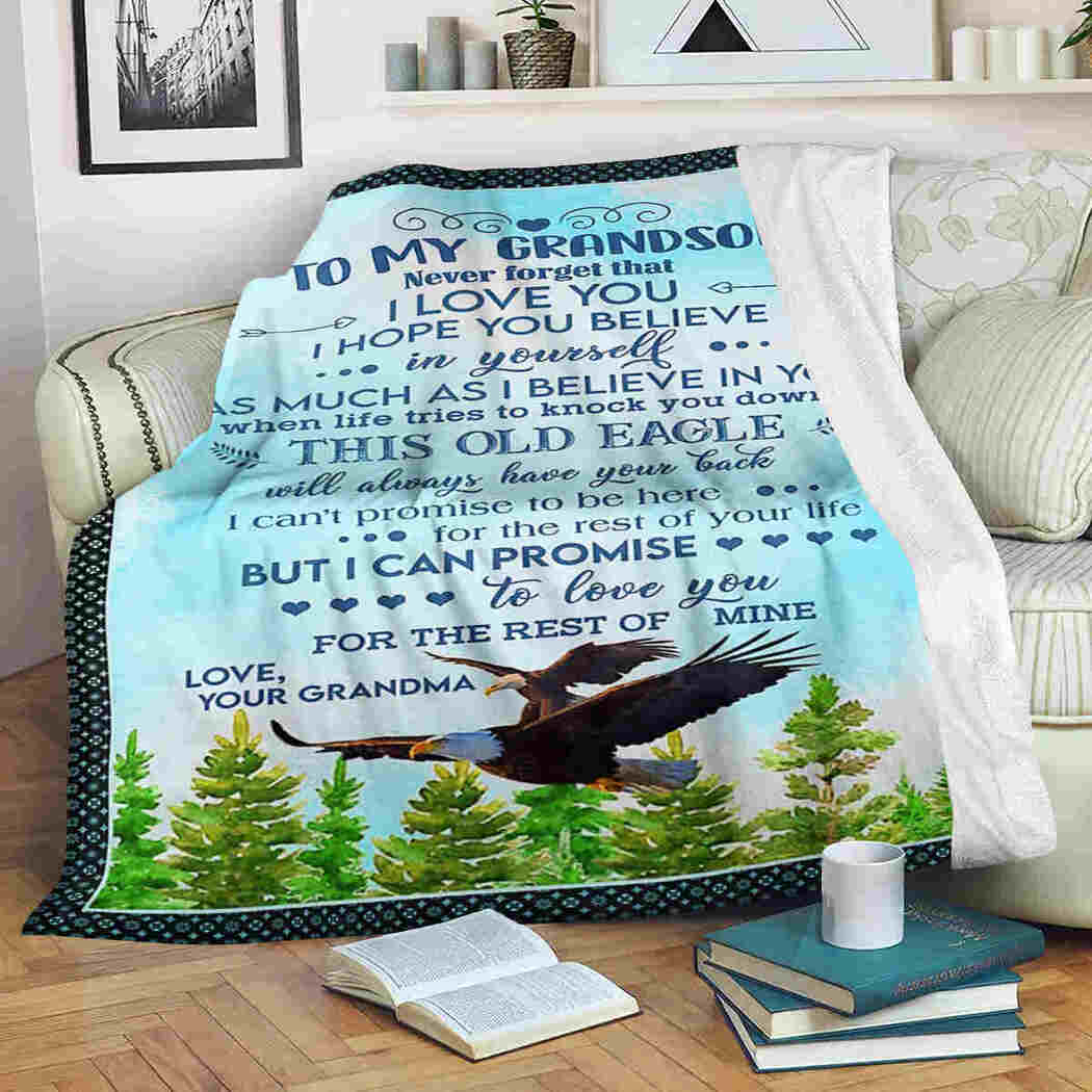 To My Grandson Blanket - Eagle Natural - I Believe In You Blanket