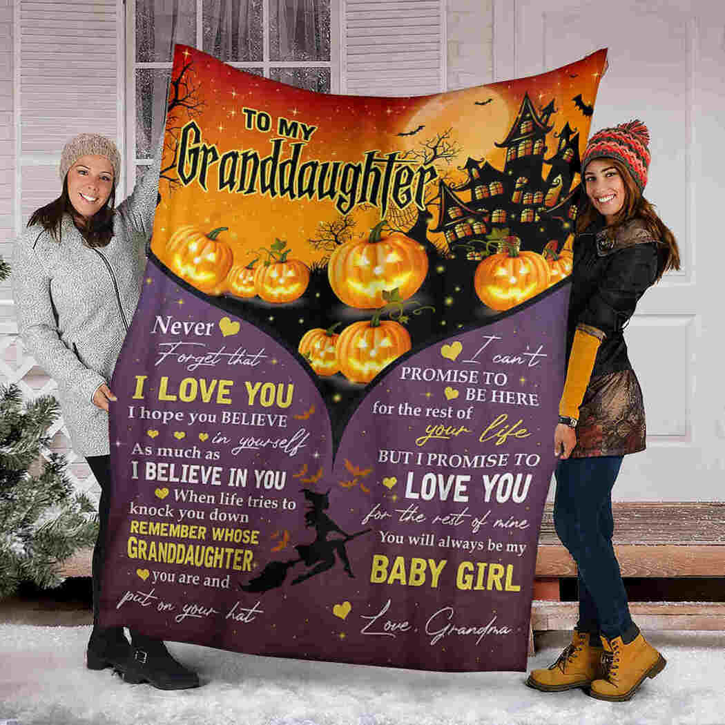 To My Granddaughter - Pumpkin Halloween - I Love You Blanket