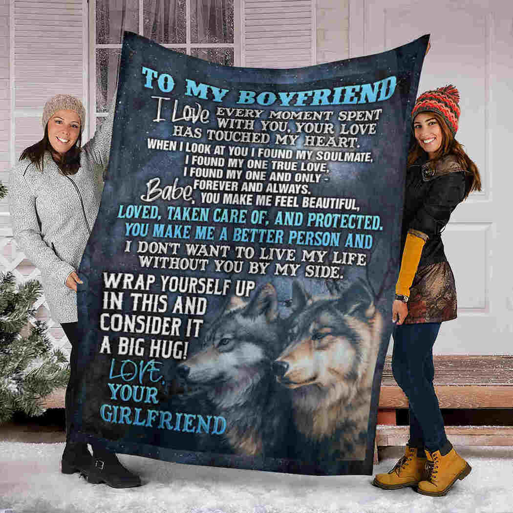 To My Boyfriend Blanket - Couple Wolf - Consider It A Big Hug Blanket