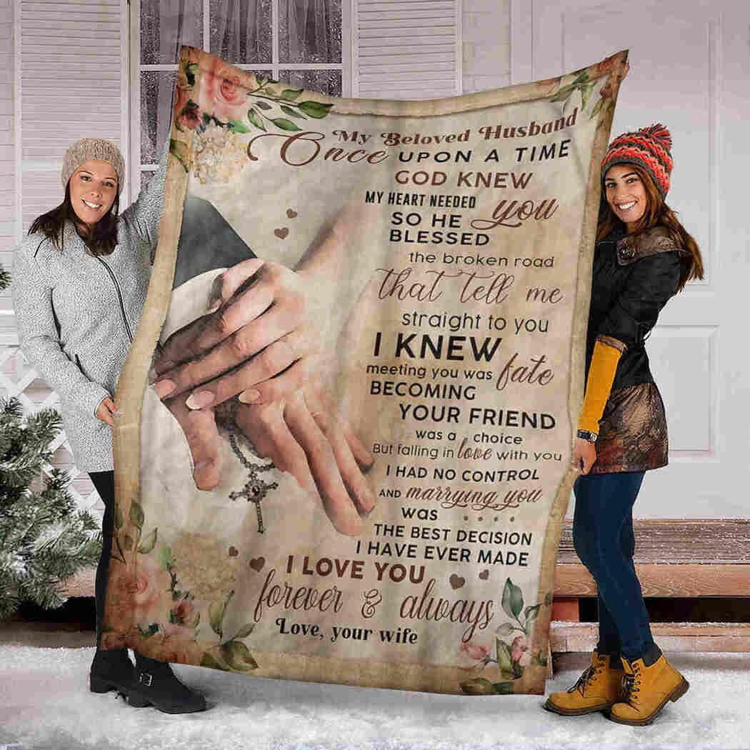 My Beloved Husband Blanket - Hand In Hand Couple - I Love You Blanket