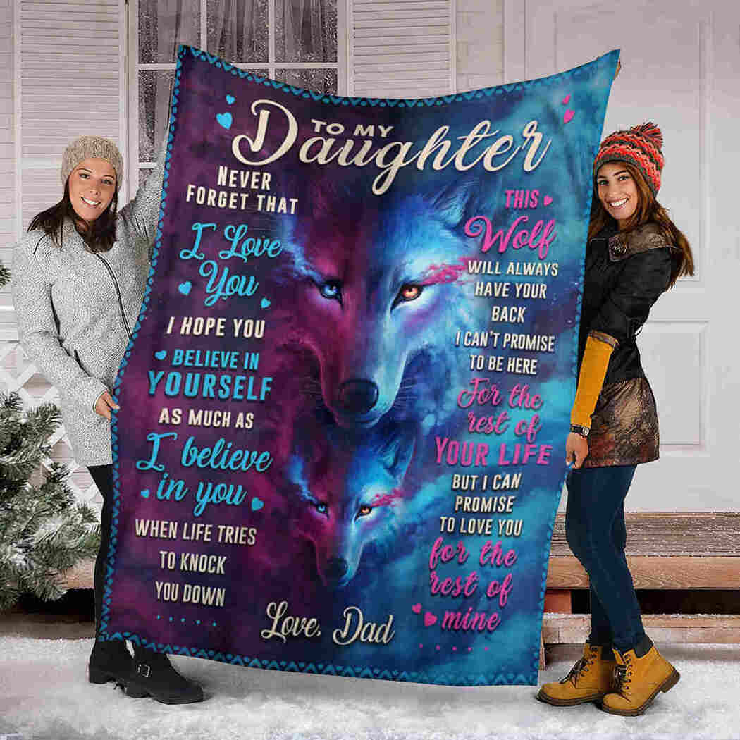 To My Daughter Blanket - Wolf Color Art Blanket - I Believe In You Blanket