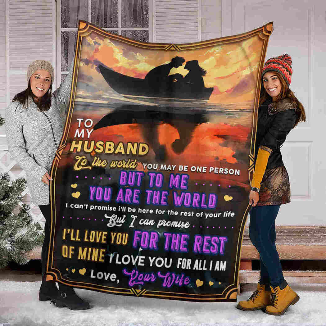 To My Husband - Couple On Boat - You Are The World Blanket