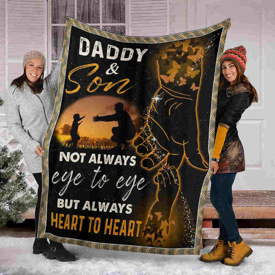 Daddy And Son Blanket - Holding Hand - Always Heart To Heart Blanket