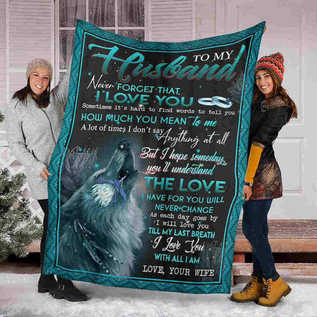 To My Husband Blanket - Wolf Howling - I Love You Blanket
