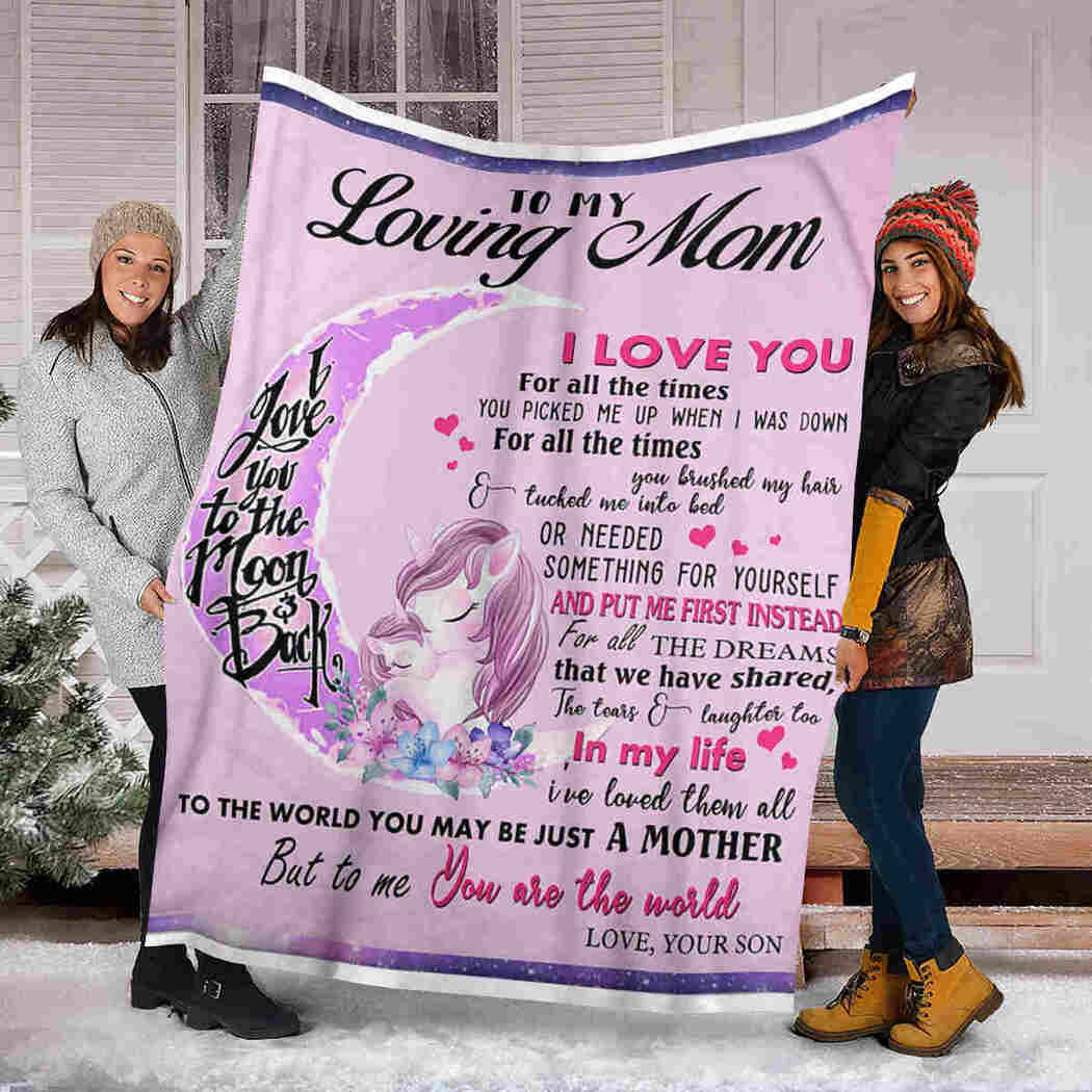 To My Loving Mom Blanket - Unicorn Moon - You Are The World Blanket