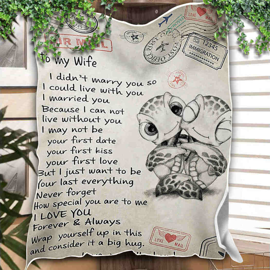 To My Wife Blanket - Turtle Air Mail - I Love You Blanket