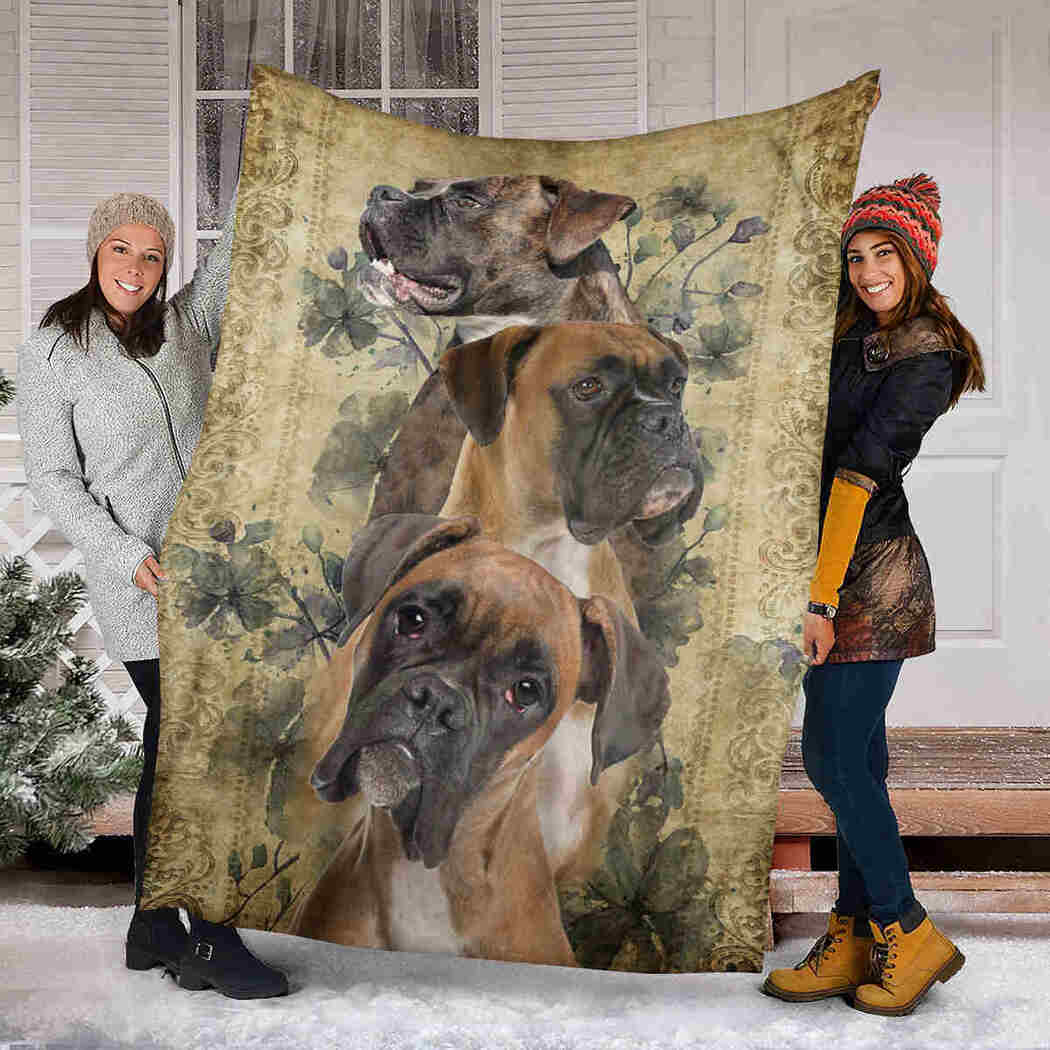 Boxer Funny Three Blanket - I Love Dog Blanket