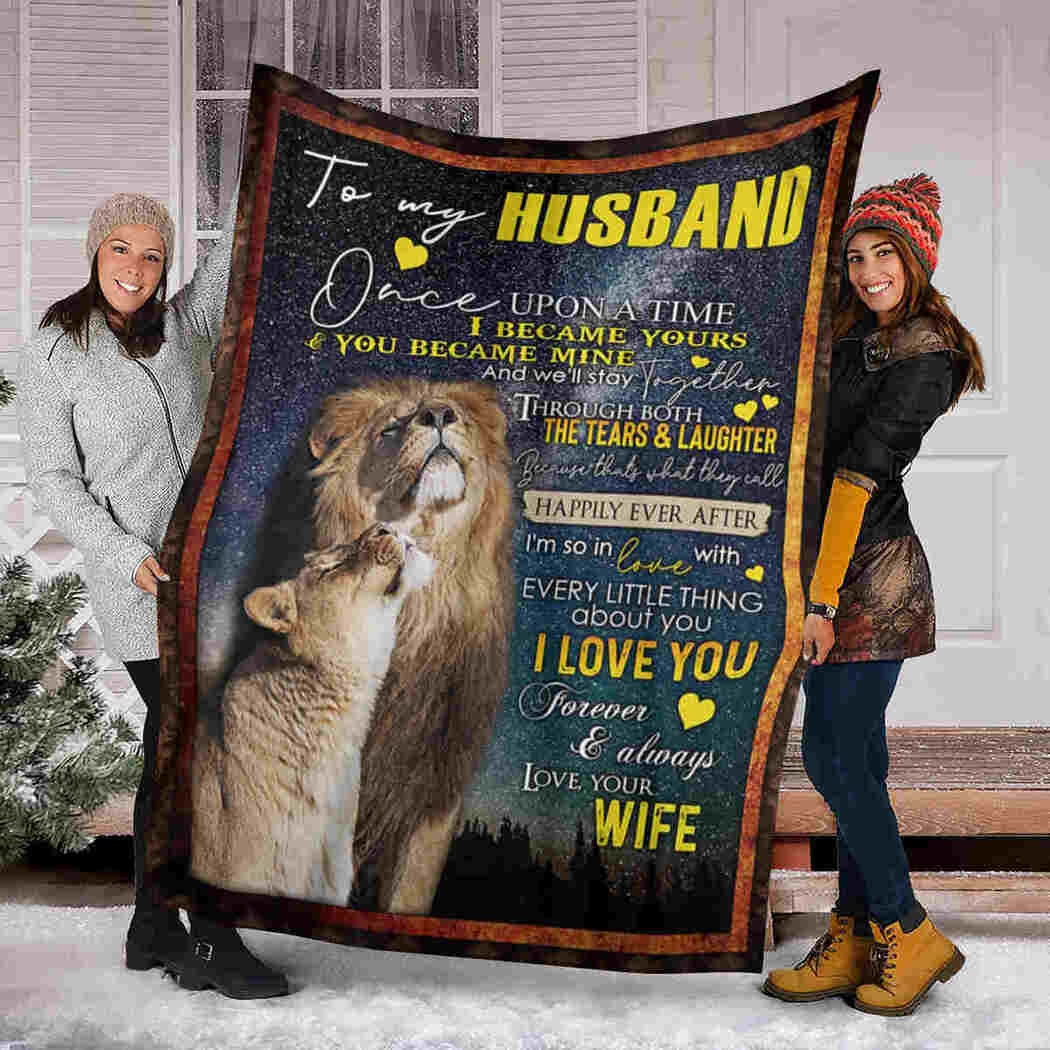 To My Husband Blanket - Lion Couple - Happily Ever After Blanket