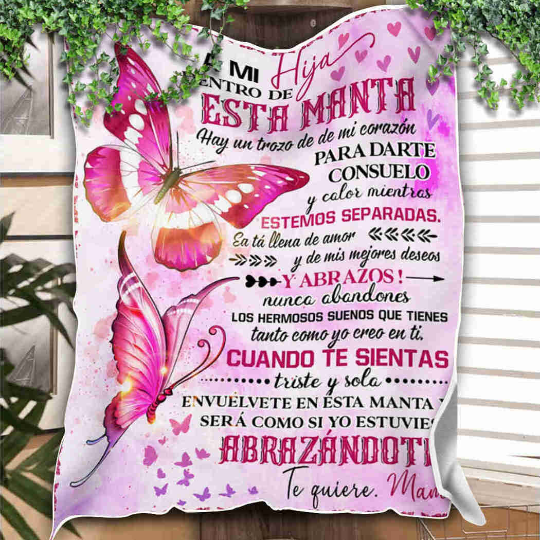 A Mi Hija - Pink Butterfly - To My Daughter Blanket