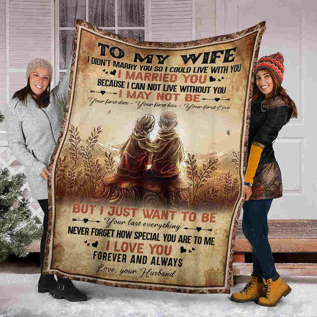 To My Wife Blanket - Old Couple Back - I Love You Blanket