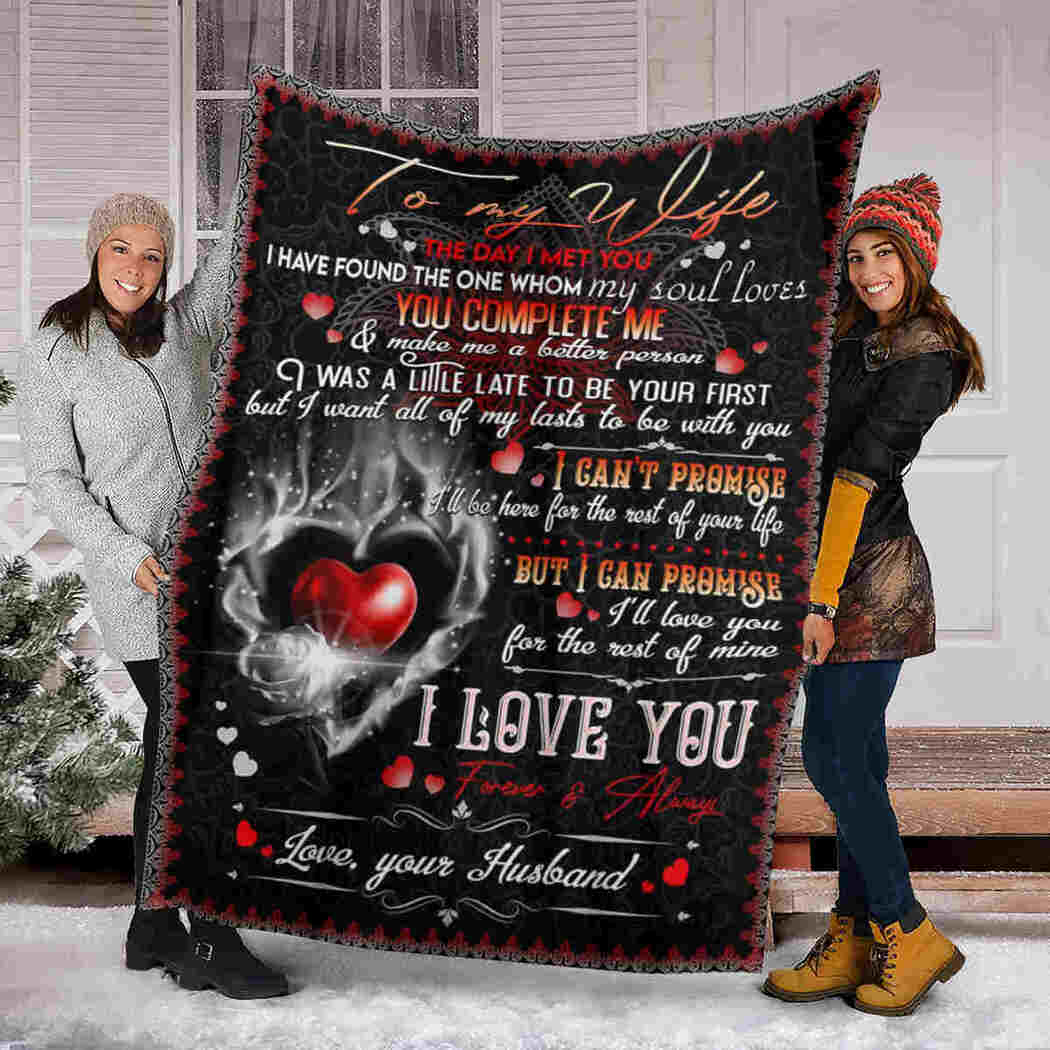 To My Wife Blanket - Red Heart Blanket From Husband - You Complet Me