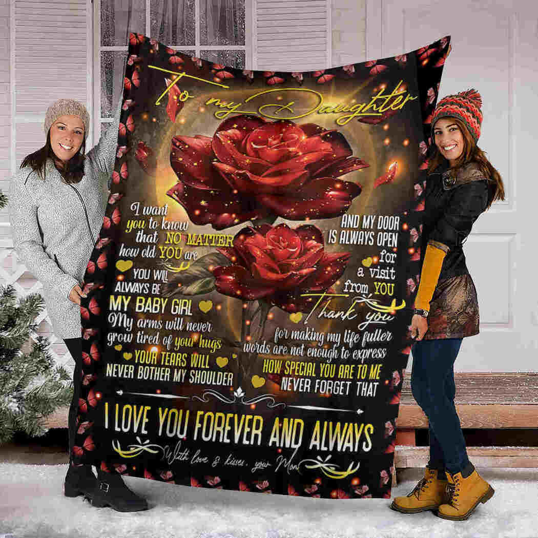 To My Daughter - Red Rose - I Love You Forever & Always Blanket