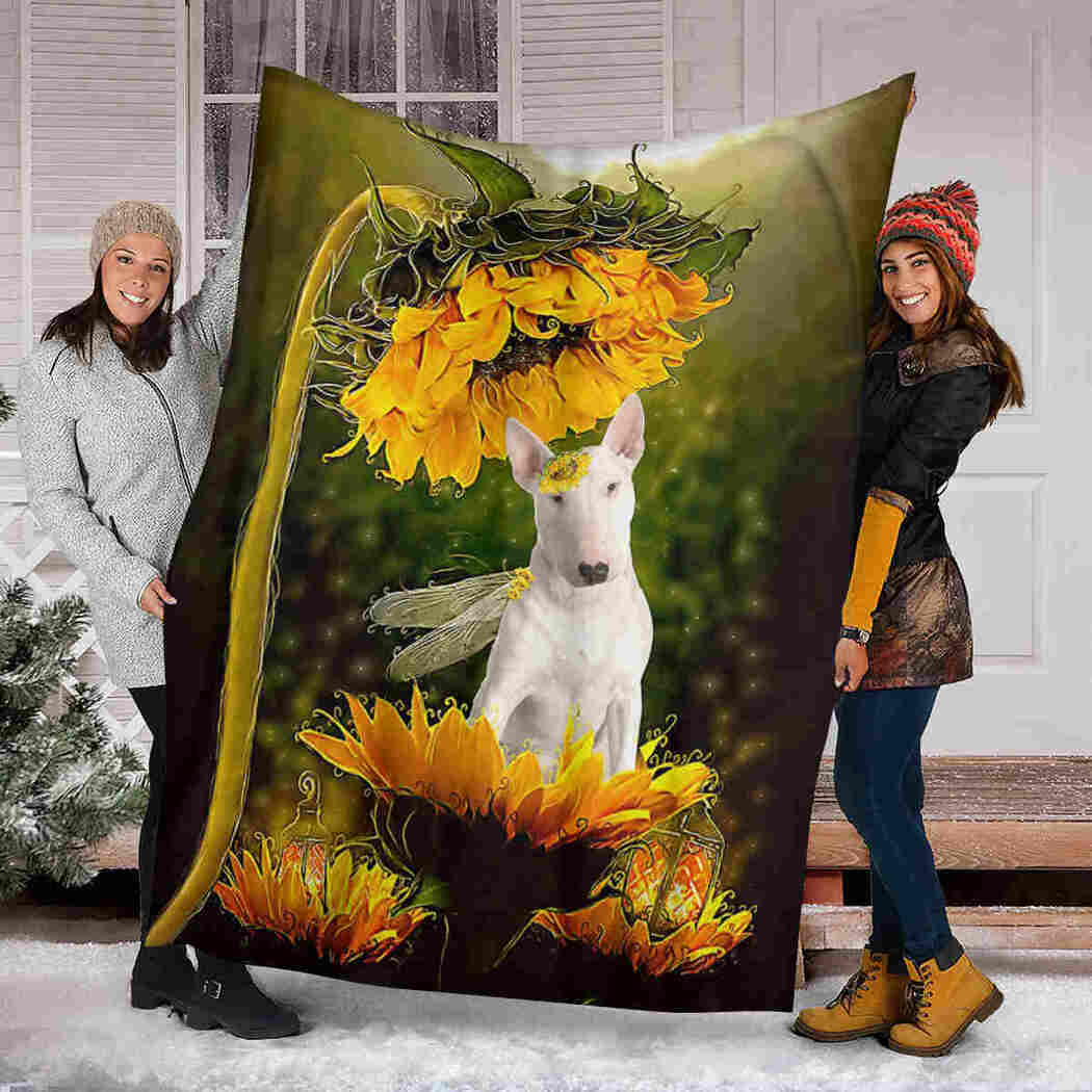 Bull Terrier Sunflower Blanket - Funny Dog Sunshine Blanket