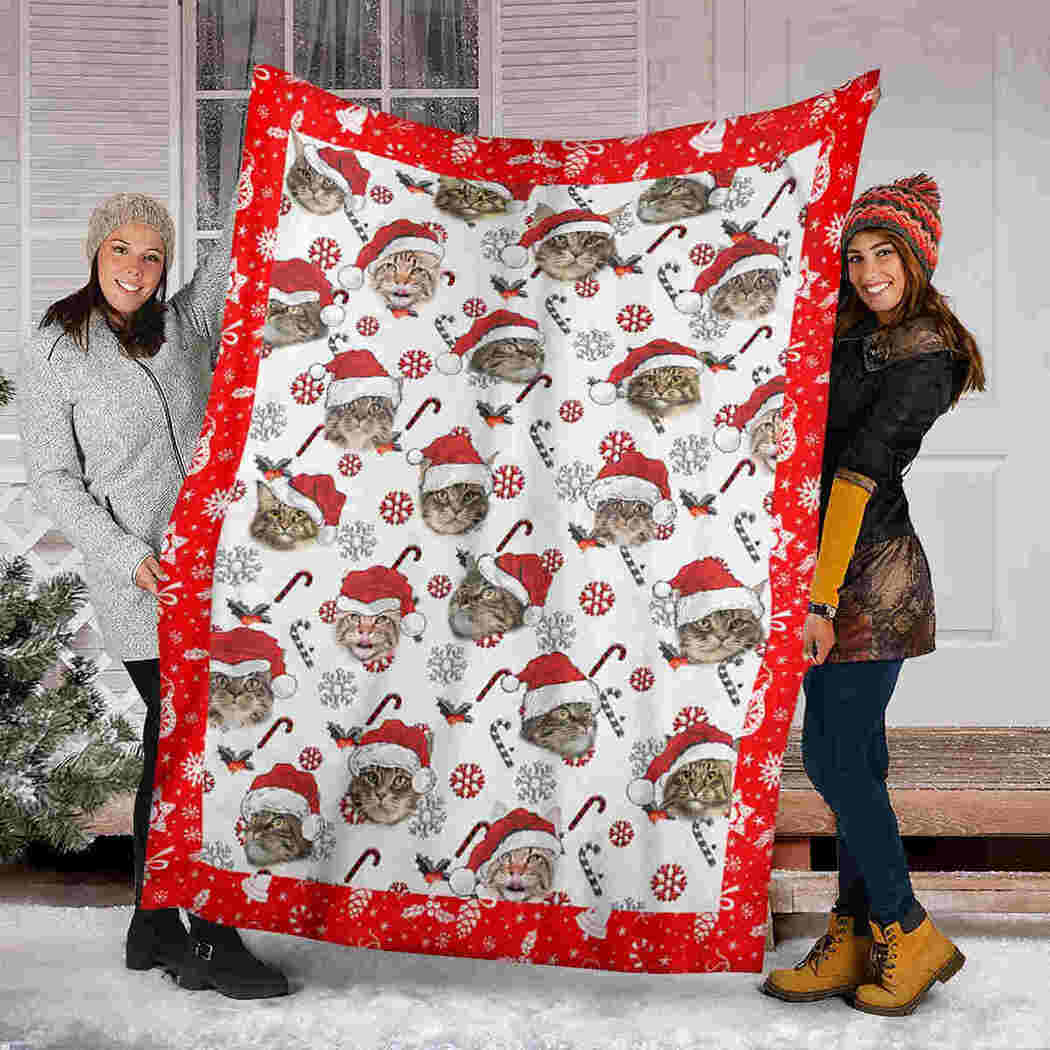Cat Love Santa Claus Blanket - Cat Christmas Blanket