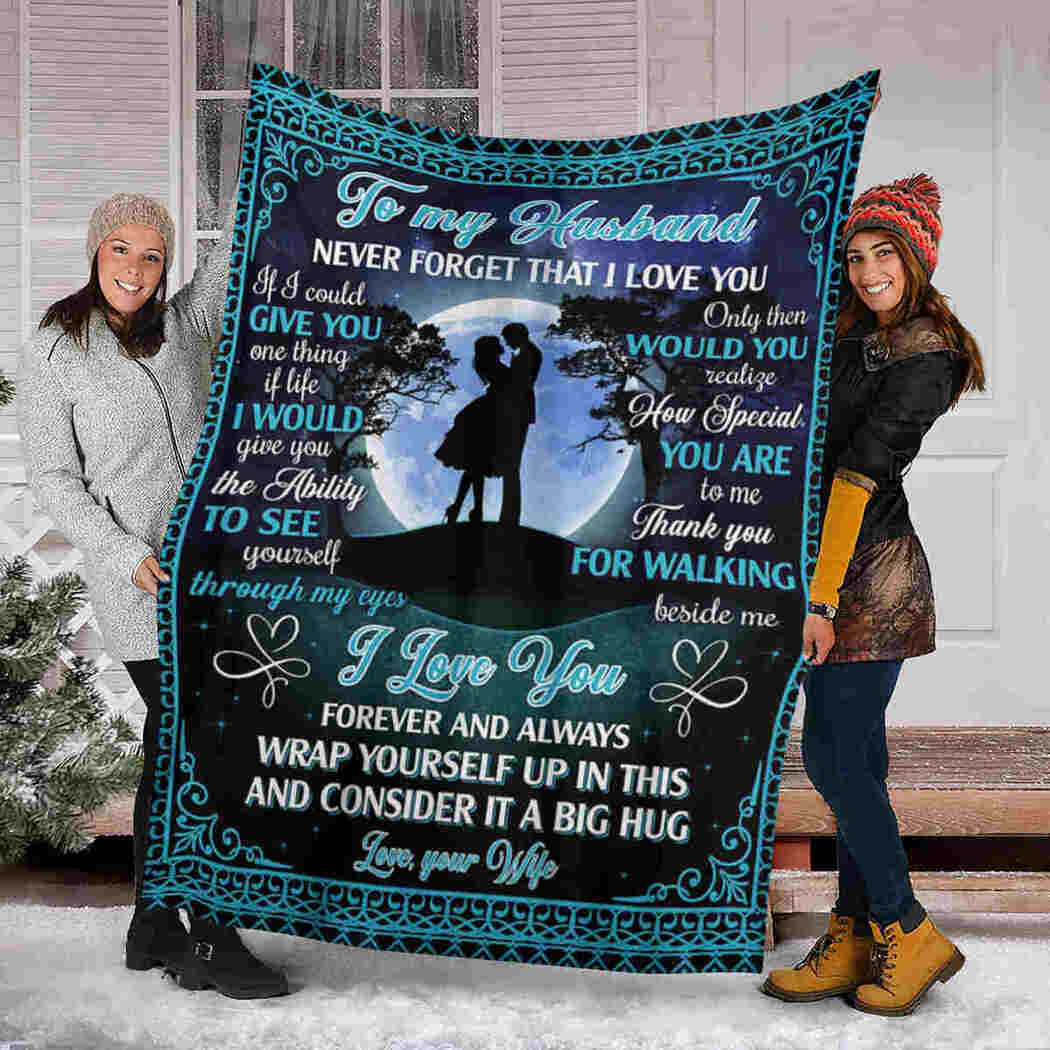 To My Husband - Couple Moon - Thank You For Walking Beside Me Blanket