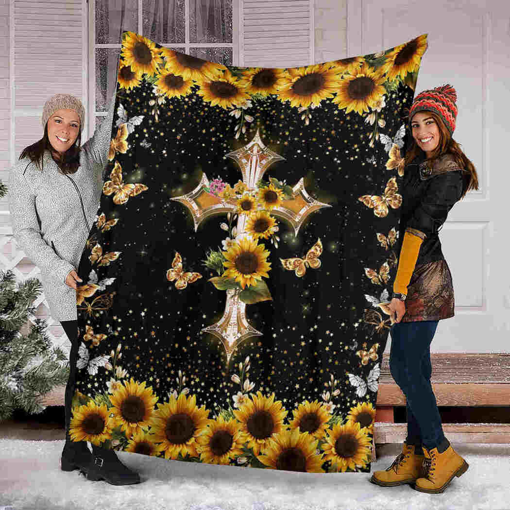 Cross Sunflower Blanket - God Flower Blanket
