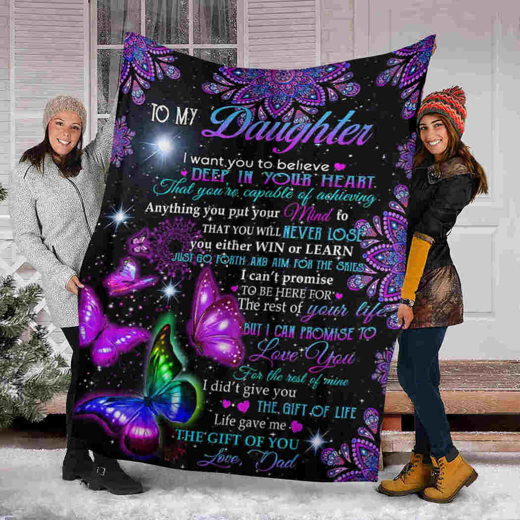 To My Daughter - Purple Butterfly Blanket - Deep In Your Heart Blanket