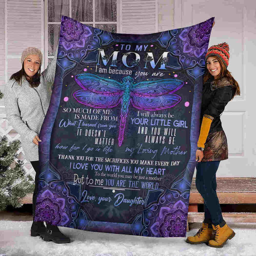 To My Mom Blanket - Mandala Dragonfly - I Love You Blanket