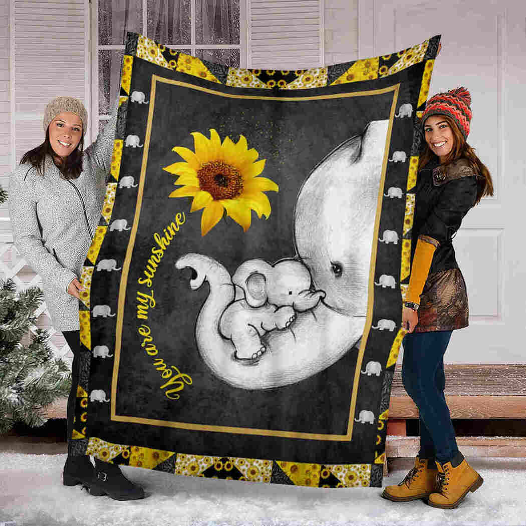 Elephant And Sunflower Blanket - You Are My Sunshine Blanket