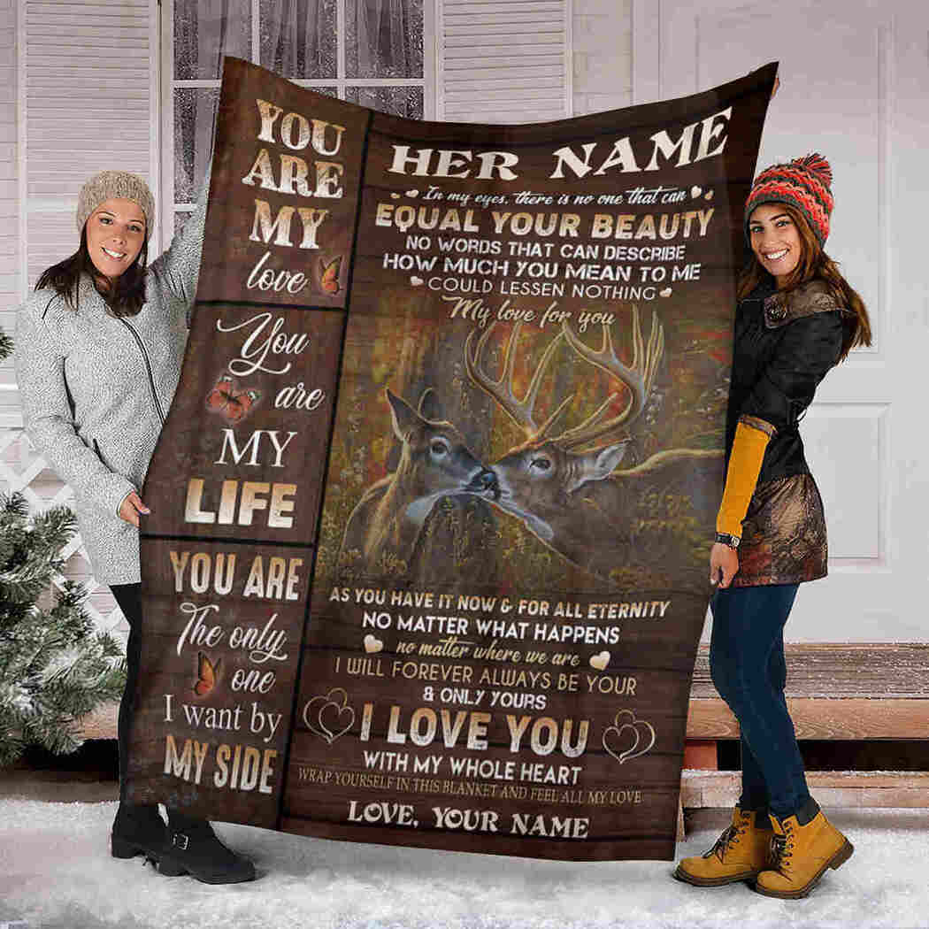Personalized Couple Deer Blanket - You Are My Love My Life Blanket