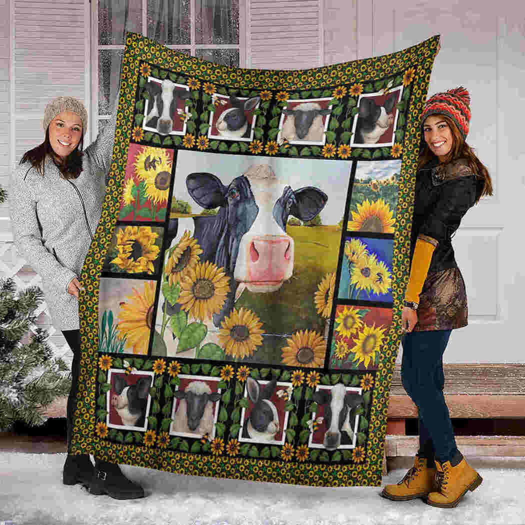 Cow And Sunflower Blanket - I Love Farm Blanket