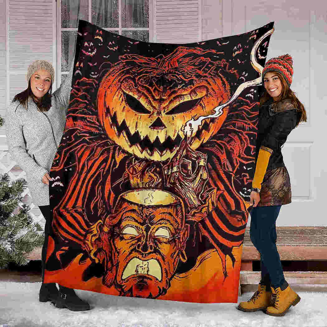 Pumpkin & Skull Blanket - Happy Halloween Blanket